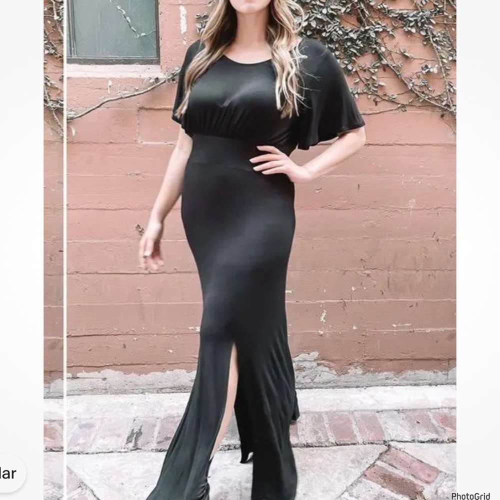 Fine Me Plus 3XL black plus size maxi slit dress NWOT